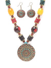Shining Diva Fashion Latest Stylish Traditional Tibetan Pendant Necklace Jewellery Set for Women (13208s) (Style1)