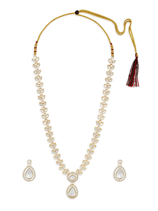 ZAVERI PEARLS Gold Tone Dazzling Stones Austrian Diamonds Embellished Necklace & Earring Set For Women-ZPFK18890