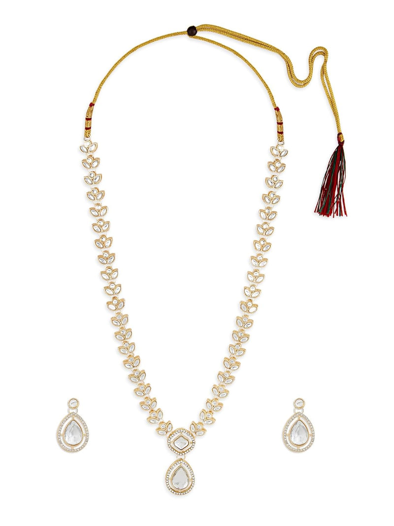 ZAVERI PEARLS Gold Tone Dazzling Stones Austrian Diamonds Embellished Necklace & Earring Set For Women-ZPFK18890