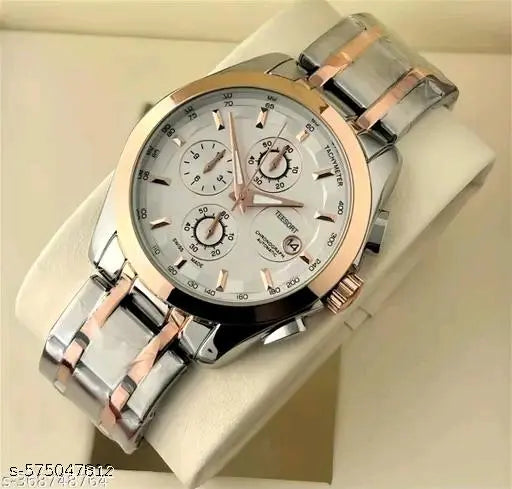 Luxury Style Date Function Watch With Square White Dial Stainless Steel Chain Strap Analog Watch For Men New Arrival Premium Quality Men's Watch Top Brand Luxury Date Watches For Boys