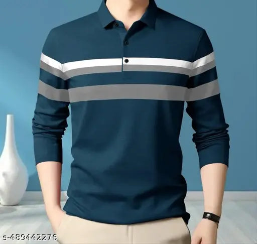 FinZee Polo Neck Solid Tshirt Full Sleeve Cotton Blend Fabric high quality Premium