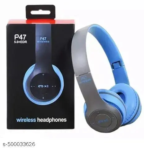 MB TRADE*** Wireless Bluetooth p47 sport classic gaming DJ headphone { BLUE }