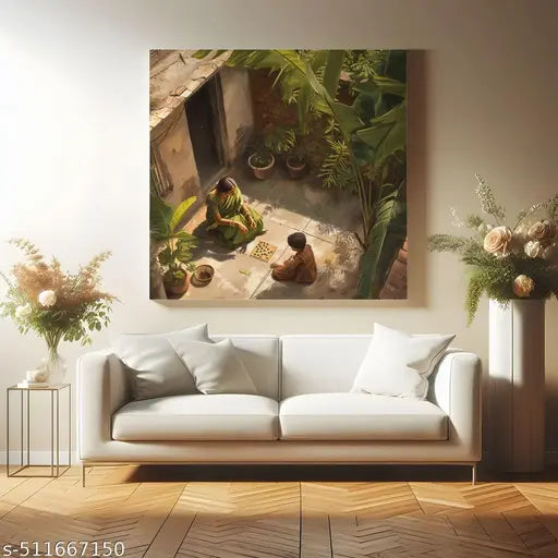 Indianara Indian Traditional Canvas Art Painting for Living | Bedroom | Pooja Room | Hotel Canvas 20 inch x 20 inch Painting