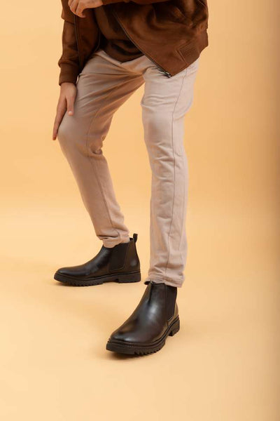 BIG FOX Side Zip Chelsea Boots For Men (Black , 8)