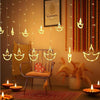 FLYNGO 12 Diya Diwali Curtain String LED Lights for Decoration, Window Lights with 8 Flashing Modes, Home Decoration for Diwali, Wedding, Party, Christmas, Balcony - Warm White (12 Diya)