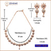 ZENEME Rhodium Plated Silver Toned White American Diamond Studded Necklace With Earring Jewellery Set For Woment and Girl (Rose Gold)