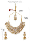 ZAVERI PEARLS Gold Tone Kundan Choker Necklace Earring Maangtikka & Ring Set For Women-ZPFK10799