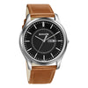 Sonata Essentials Quartz Analog with Day and Date Black Dial Tan Leather Strap Watch for Men - NT77082SL08W