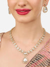 ZAVERI PEARLS Gold Tone Dazzling Stones Austrian Diamonds Embellished Necklace & Earring Set For Women-ZPFK18890