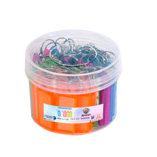 SNDIA 50 Pcs Key Tag Multicolor Keyring & Keychain With Name Tag Labels Assorted Keychain With Two Side Id Label And Split Ring For Office, Home Key -Plastic
