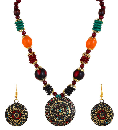 YouBella Gifts Stylish Latest Traditional Afghani Tribal Beads Multicolor Jwell Necklace Jewellery Set with Earrings for Girls and Women