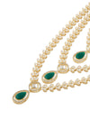 ZAVERI PEARLS Green Dazzling Stones Austrian Diamonds Embellished Layered Necklace & Earring Set For Women-ZPFK18891