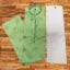 New fancy neck design gold printed mint green kurta with white pajama for men's