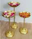 Set of 3 Urli Bowl tealight Holder Stand Diwali Home puja Decor Traditional Indian Brass Decorative Bowl for Home | Ideal for Floating Flowers (Taj Stand Set), (Gold-3)