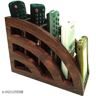 Wooden Remote Holder/Stand Handcraft Wooden Remote Stand (Brown, 20.3 x 8.3 x 15 cm) remote holder ,remote stand , tv remote stand , ac remote holder , setup box remote holder , holder remote ,