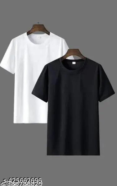 Man Polyester Tshirt Navy And Mustard Pack Of 2 Pc