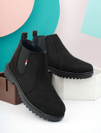 Red Eleven Suide Leather Walking Outdoor Slip On Chelsea Boots Boots For Men (Black , 9)