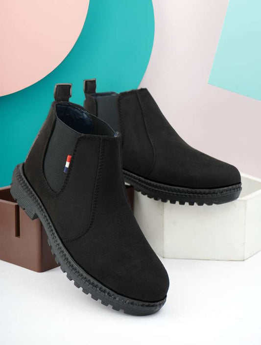 Red Eleven Suide Leather Walking Outdoor Slip On Chelsea Boots Boots For Men (Black , 9)