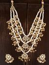 ZAVERI PEARLS Ethnic Kundan & Pearls Multi Layers Bridal Necklace Set For Women-ZPFK8689