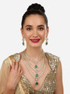 ZAVERI PEARLS Green Dazzling Stones Austrian Diamonds Embellished Layered Necklace & Earring Set For Women-ZPFK18891