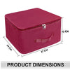 Storite 2 Pack Nylon Wardrobe Bag Underbed Moisture Proof Cloth Storage Organizer, Storage box for Clothes Saree Bags with Zippered Closure & Handle (Magenta, 37x34x23 cm) Square