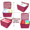 Storite 2 Pack Nylon Wardrobe Bag Underbed Moisture Proof Cloth Storage Organizer, Storage box for Clothes Saree Bags with Zippered Closure & Handle (Magenta, 37x34x23 cm) Square