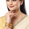 ZENEME Gold Plated Traditional Ethinic Look Golden Colour Premium Look Bangle Jewellery For Girl and Women. A set of four