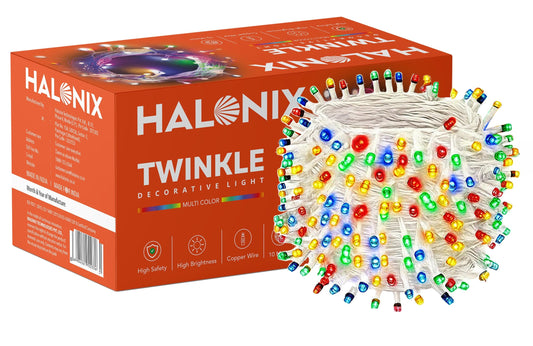 Halonix Twinkle 32 Feet Multicolor 46 LED Decorative Light | Diwali Lights for Decoration for Home | Fairy Light | Festival Light | Curtain Light for Decoration | String Light for Diwali | Pack of 1