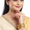 ZENEME Gold Plated Traditional Ethinic Look Golden Colour Premium Look Bangle Jewellery For Girl and Women. A set of four