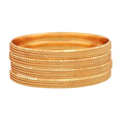 ZENEME Gold Plated Traditional Ethinic Look Golden Colour Premium Look Bangle Jewellery For Girl and Women. A set of four