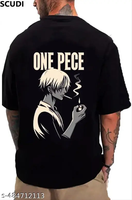 Trendy Black Colour Printed Half-sleeve T-shirts for Men