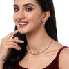 ZENEME Rhodium Plated Silver Toned White American Diamond Studded Necklace With Earring Jewellery Set For Woment and Girl (Rose Gold)