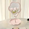 Plastic Flower-Shaped Makeup Mirror, Rotatable Makeup Mirror with Tray Table Vanity Mirror Cute Flower-Shaped Mirror for Tabletop, Bedroom, Bathroom, Living Room(Multicolour) (1), Round