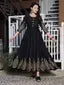 Black Rayon Solid Anarkali Gold Printed 3/4 Sleeve Show Botton Kurta For Women's and Girls