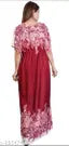 WOMEN SATIN MAROON KAFTAN NEW NIGHTY STYLISH KAFTAN SATIN KAFTAN SATIN NIGHTY KAFTAN MEHROON NIGHTY FLOWER PRINTED KAFTAN