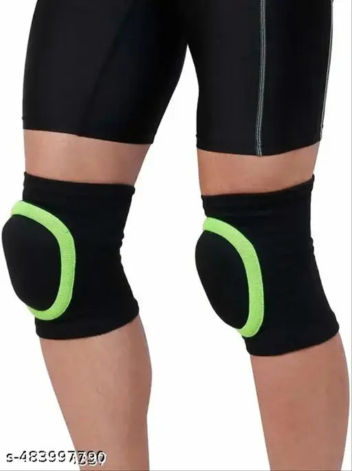 Premium Quality Padded Knee Cap | Dancing/Skating/Cycling/Guard Protector Knee Pads (Blue/Neon Green/Orange/White/Red Pipings) ( L Size )