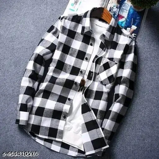 Men Slim Fit Checkered Button Down Collar Casual Shirt