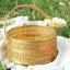 Gibhomo Flower Basket |Pooja Basket with Handle | Pooja Basket with Handle | Dolchi Basket for Puja Brass Traditional Round Shape Pooja Basket/Pooja Dalia 8inches