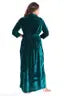 WOMENOIRE Women's Full Length Velvet winter Nighty (Green)