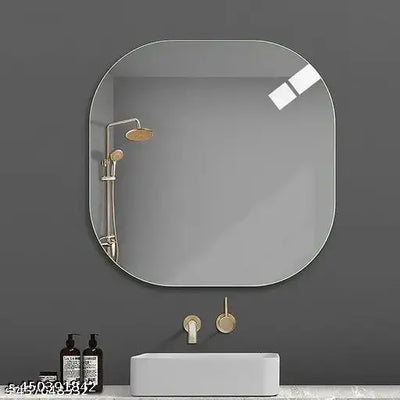 Wall Mirror Square Shape Mirror, 12x12 Square Glass Mirror,No Drill Required, 12 Inch 3mm Glass Mirror, Bathroom Mirror, Bed Room Mirror, Decorative Mirror Glass Square Shape Mirror (12x12 Square Unique Mirror)