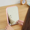 GSANI Table Mirror, Hand Mirror, Makeup Mirror, Standing for Desk, Dressing Table, Countertop, Simple Folding Makeup Mirror, Plastic (Pink)