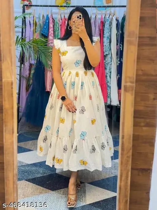 One Piec Dress | Dress for Parties | Women's Printed Dress | Women’s Party Dress | Printed Women’s Dress | Summer Casual Dress | Fancy & LigthWeigth Gown for Women and Girls | Stylish Western Frock