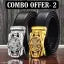 Belt for mens, combo pack of 2 belts. Silver and gold buckles set, formal and casual wear