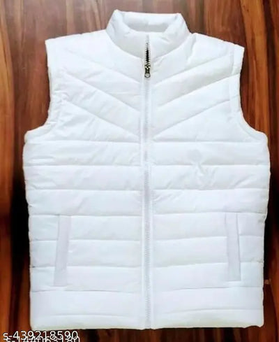 Flopy white jacket men half puffer