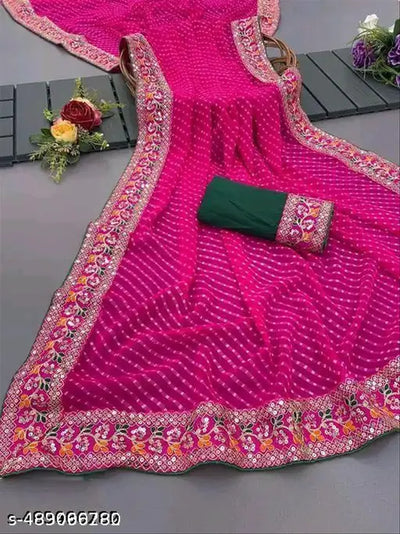 NEW SUPERHIT TRENDING EMBROIDERED COTTON THREAD & SEQUINS WORK DESIGNER SAREE