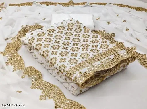 Aagyeyi Sensational Salwar Suits & Dress Materials Georgette 9mm Heavy sequence Work Wear Suit Like Party Wear Garara suit White Colour