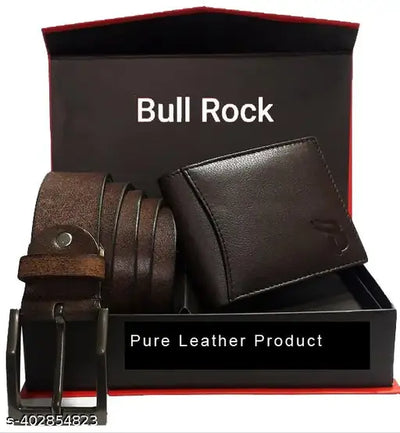 Bull Rock 100% Genuine Leather Belt & Wallet For Men