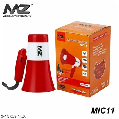 MZ Megaphone | MIC-11 | Foldable Handheld Megaphone | 75W Loud Volume with USB, Recording, and LED Light
