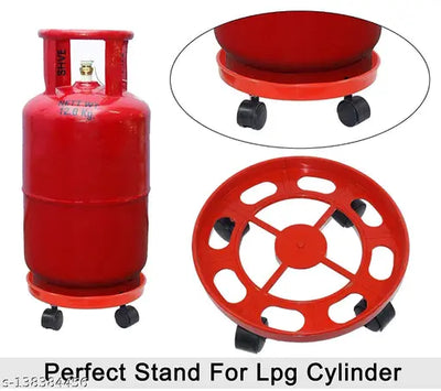 Gas Cylinder Stand - Easily Movable LPG Cylinder Trolley with Wheels (Red) | Gas Cylinder Stands | LPG Cylinder Trolley | Movable Gas Cylinder Stand | Gas Cylinder Trolley with Wheels | Red Gas Cylinder Stand