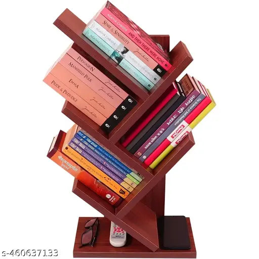 Dime Store Wooden Open Book Shelf for Home Library - Tree Shaped Book Rack for Study Room Space-Saving Book Rack